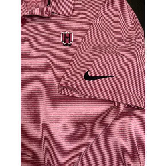 Nike Dri Fit Men’s Pink striped golf polo XL Embroidered “H” Logo - Picture 6 of 7